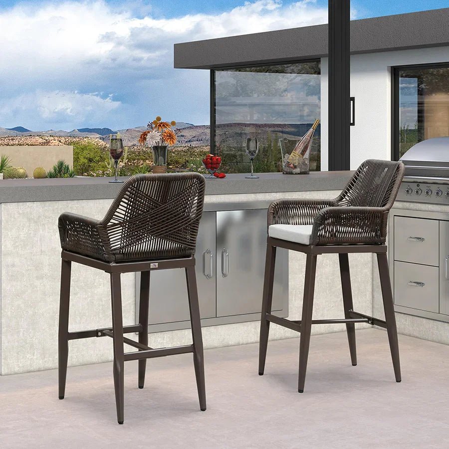 Modern Bar Stools Aluminum Bar Stool with Cushion for Indoor and Outdoor, Kitchen Island - Image 65